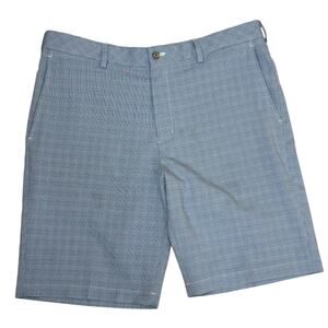 Walter Hagen Golf Shorts‎ 36 Blue White Check Flat Front Chino 11 Majors Style